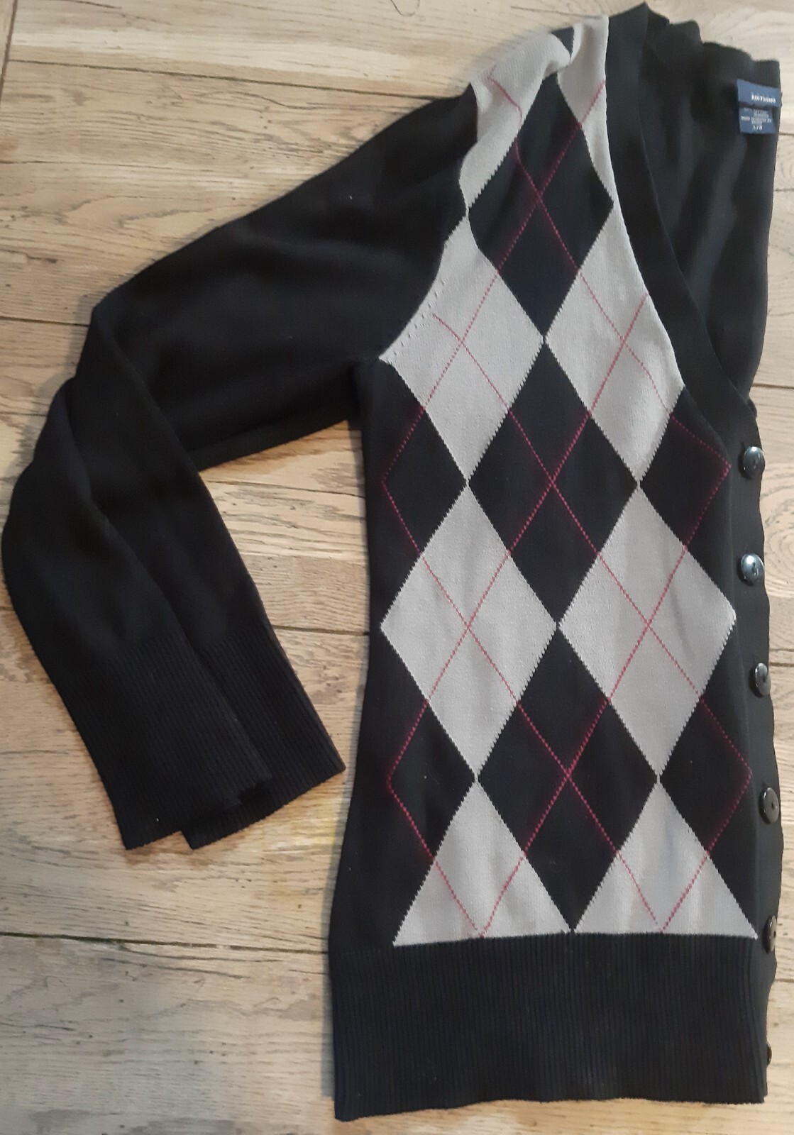 Basic Edition Argyle Diamond Button Front Cardiga… - image 2