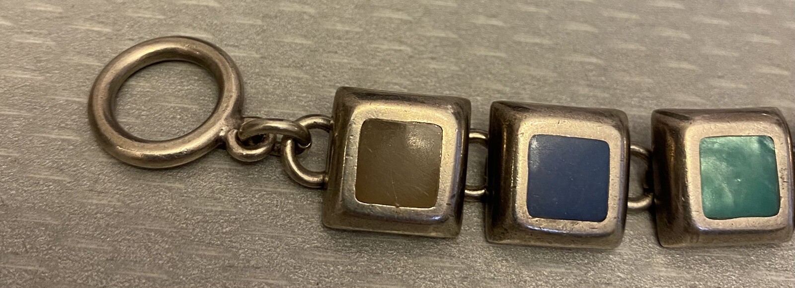 Vintage Sterling Silver Chunky Toggle Bracelet Mu… - image 3