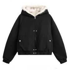 Unisex Short Jacket Men Women Padded Parka Coat Winter Warm Thick Hooded Jacket