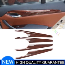 Car Inner Door Strip Panel Cover Trim 4PCS Fit For BMW X1 2010-2015 Wood Grain