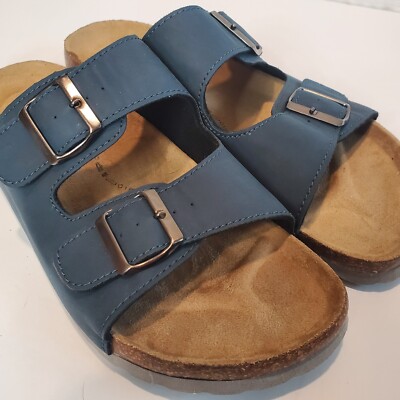 New Rare & Unique Blue Men\'s Genuine Top Grain Leather Zippered Sandals New Rare & Unique Blue Men main image 3