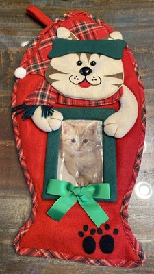 NEW Fish Shaped Christmas Stocking for Pet Cat/Kitten with Picture Pocket