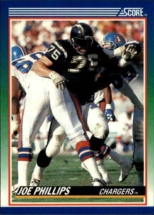 1990 SCORE NFL FOOTBALL Trading Card #36 - JOE PHILLIPS, San Diego Chargers 😎
