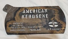 STANDARD OIL CO AMERICAN KEROSENE BRASS BARREL STENCIL SIGN 17.5X9"