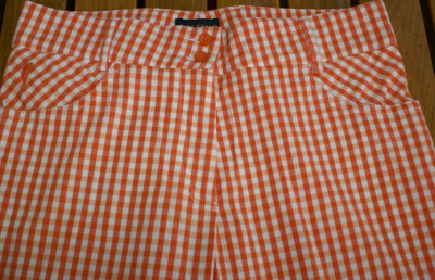 GOLFINO Hose 7/8 orange weiß kariert stretch LUXUS Gr. 36 / S NEU