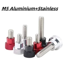 M5 Aluminium+Stainless Knurled Thumb Screw Hand Grip Knob Bolt Head Ø12/16*H20mm