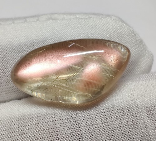 Natural Flashy Oregon Sunstone Cabochon Fancy Shape Pink Fire Gemstone 15 Cts - Picture 3 of 6