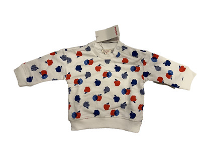 CatiMini Ramzi White Apples Sweattop Size 3m