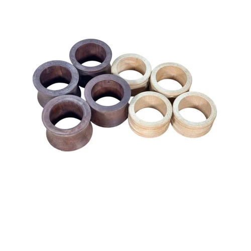 2 Sets of Rustic Wooden Napkin Rings - 1 set dark wood, 1 set light wood