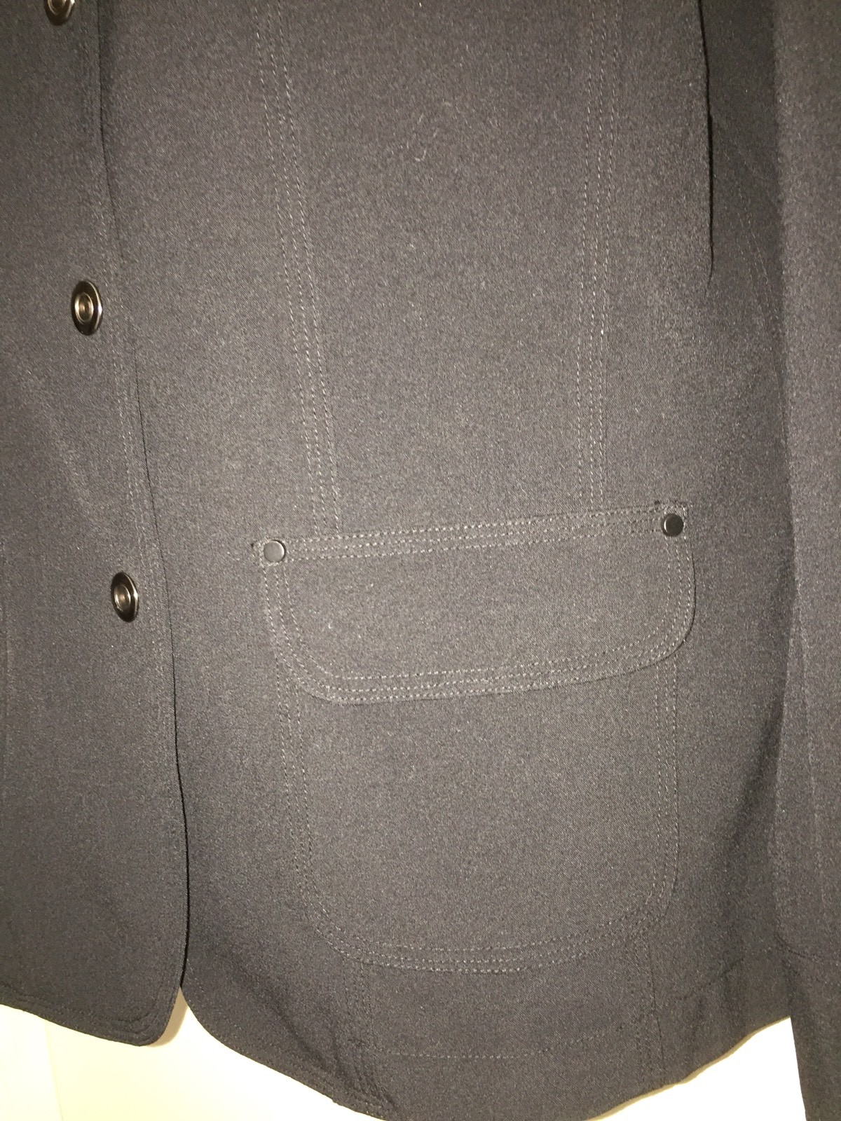 Chico's 2 Black Basic Jacket Silver Front Snaps U… - image 3