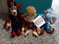 DISNEY PARKS ALADDIN Bean Bag Plush - Jafar, Abu, geni - Lot of 3 VTG New W/Tag