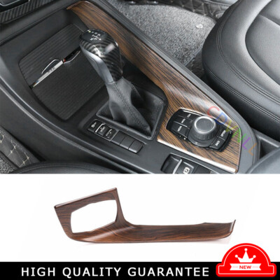 Console Gear Shift Frame Cover Trim Fit For BMW X1 F48 2016-2022 Pine Wood Grain