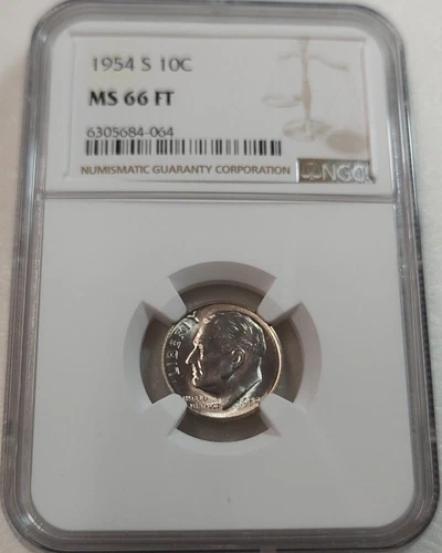 1954-S Roosevelt Dime 10C NGC MS66 FT #6305684-064