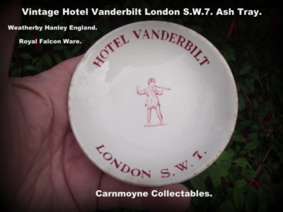 Vintage Hotel Vanderbilt London S.W.7 Keramik Aschenbecher.AH6419.
