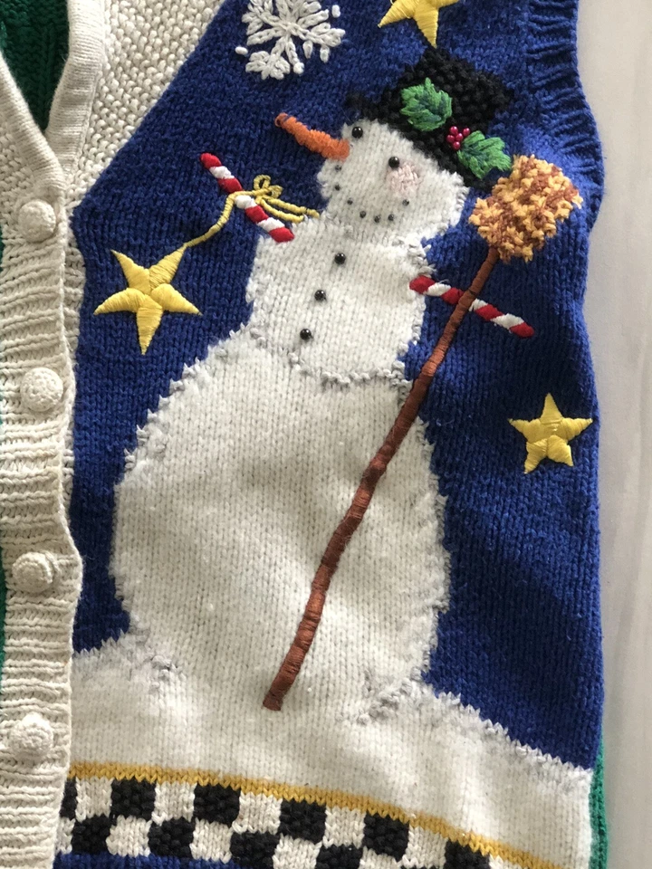 MARISA CHRISTINA MARY ENGELBREIT WOMENS M HAND KNITTED CHRISTMAS SWEATER VEST - Image 3 of 4