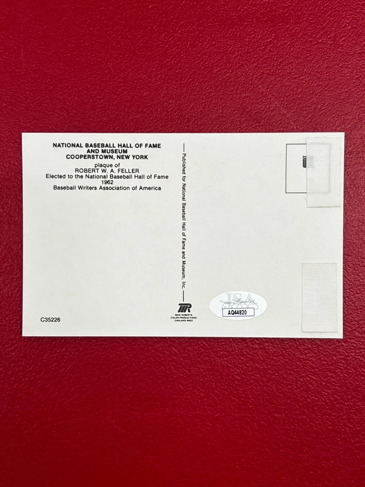 Bob Feller Signed HOF Plaque Postcard w/ JSA Cleveland Indians Pitcher! - Image 3 of 4