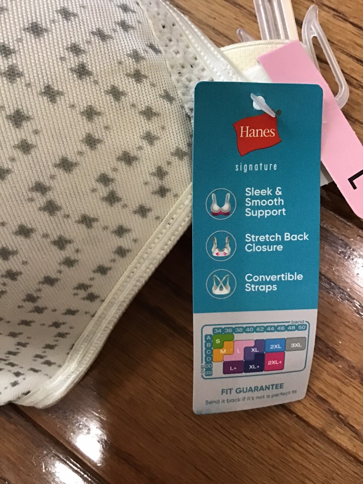 NWT Hanes W199 Smooth Comfort fit wire free Bra, Large, Cool Stretch