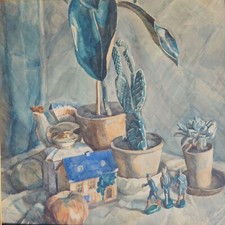 Irene Hölzer-Weineck, Neue Sachlichkeit, Stillleben + Spielzeug, großes Aquarell