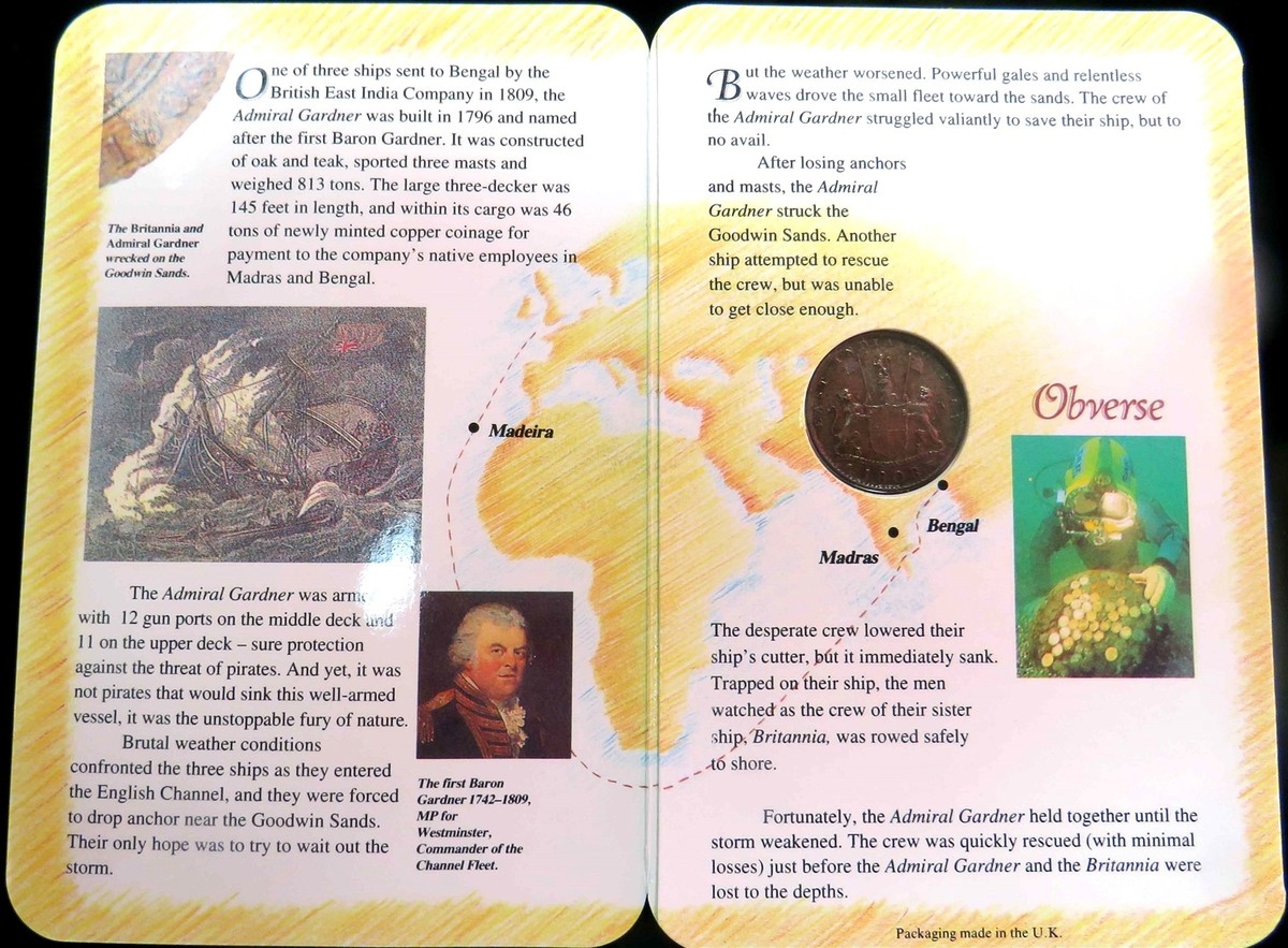 1805 EAST INDIA COMPANY 10 CASH ADMIRAL GARDNER SHIPWRECK