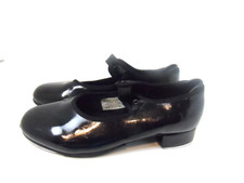 Girls BLOCH Dance Tap Techno Tap Black Patent Faux Leather Tap Shoes- Size 1 M