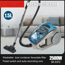 2500W Bagless Canister Vacuum Cleaner, Multi-Cyclonic Filtration, Corded Vacuum