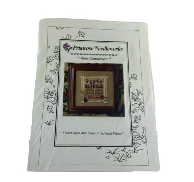 Primrose Needleworks Whine Connoisseur Cross Stitch Pattern Sour Grapes Fine Whi