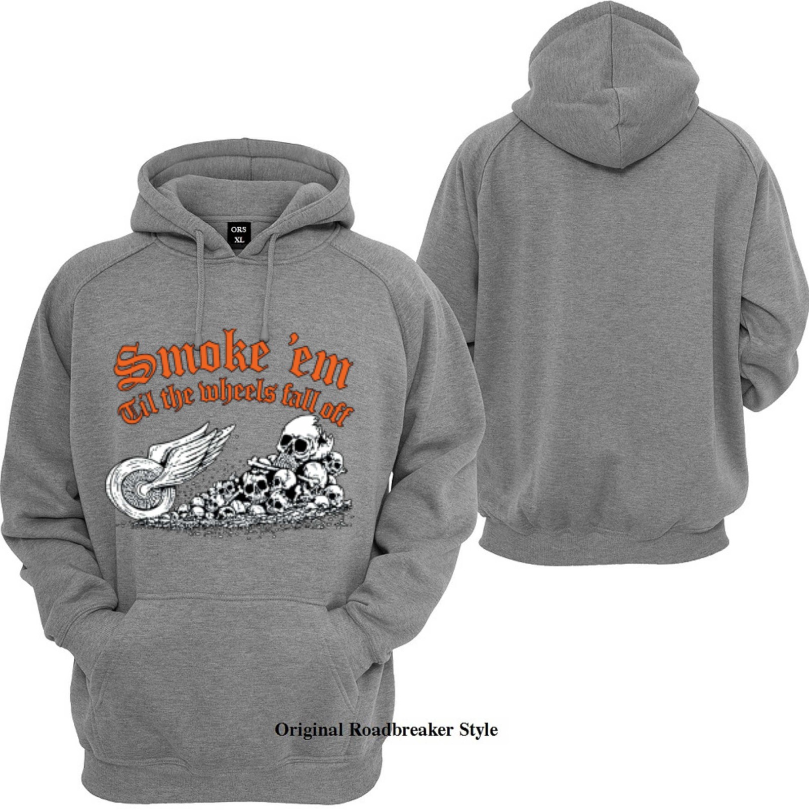 Hoodie / Hoody Grey Biker Chopper&old School Motif Model Smoke Èm-image
