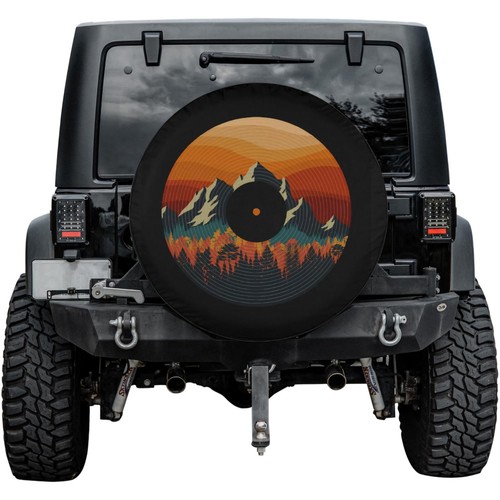 Vinyl Record Mountain Design Spare Tire Cover 27" - 35" Sizes, Music Theme - Picture 3 of 4