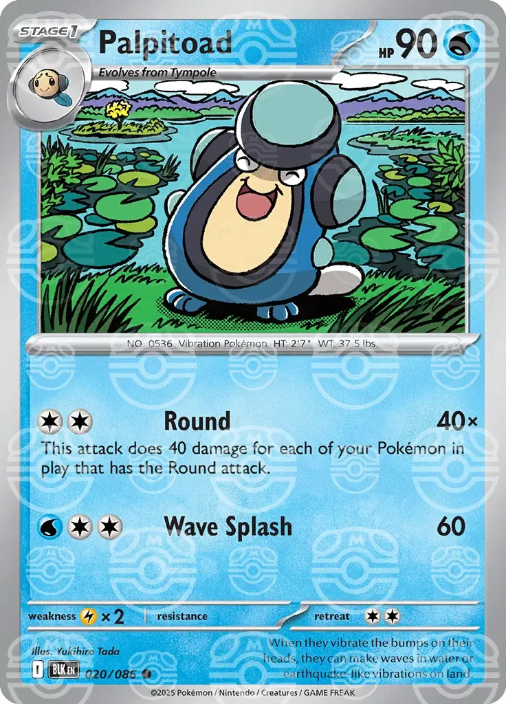 Palpitoad 020/086 Black Bolt Master Ball Reverse Holo Pokemon NM