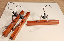 Wooden PANTS Hangers - Wood Folding Metal Hanger Lot Of 3