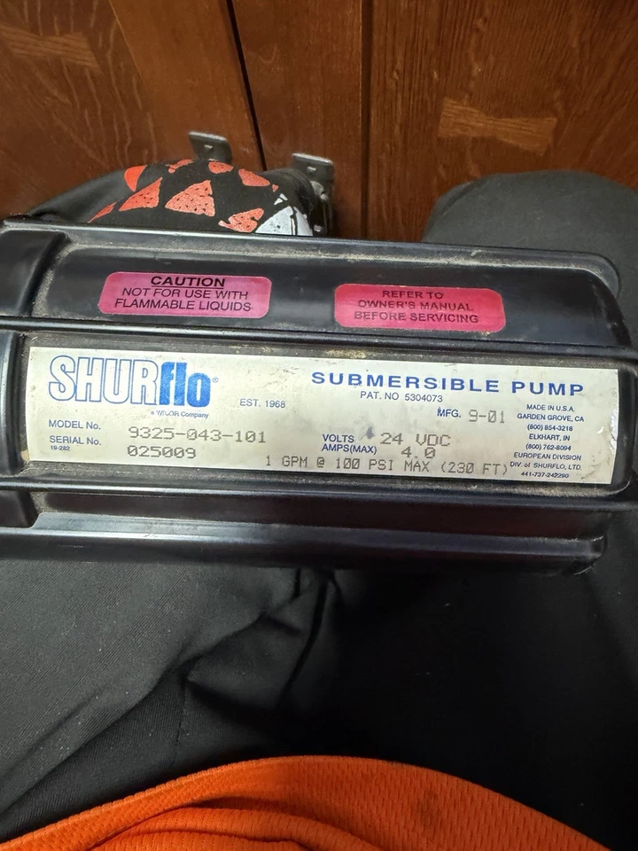 SIN USAR - Bomba sumergible Shurflo 9325-043-101 24v - CABLE FALTANTE Foto 4 de 4