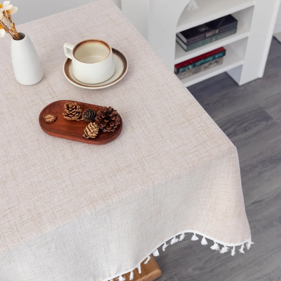 Linen Square Tablecloth 52 x 52 Inch Beige Washable Wrinkle Resistant Table C... - Image 3 of 4