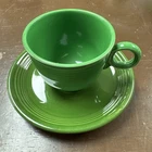 Fiesta Medium Green Cup & Saucer Fiestaware Homer Laughlin HTF c. 1959-69