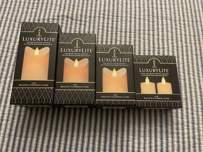 Lot Of 4 - Ganz LuxuryLite Flameless LED Wax Pillar Candle Brand New