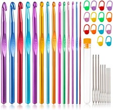 37 PCS Aluminum Ergonomic Crochet Hooks Set for Arthritic Hands 