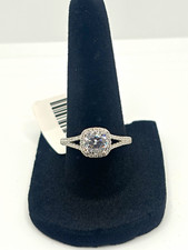 1ct 925 Sterling Silver Round White Moissanite Halo Ring size 8
