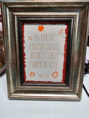Framed Funny Fall Sign | ''As For Me And My House We Will Serve Pumpkin Spice''
