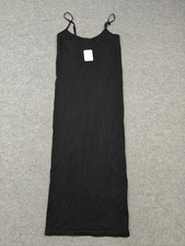 Free People Dress Womens M-L Black Slip Dress Long Strappy Scoop Jersey