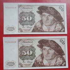 Original 2 x 50 DM Deutsche Mark Schein 02.01.1980 Ersatzbanknote Ros.288.b UNC