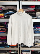 Men  s Lacoste Golf White Turtleneck Long Sleeve Top Logo Neck Regular Fit Size L