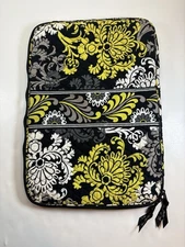 Vera Bradley BAROQUE Yellow Black XL Laptop Sleeve Floral Inside Pocket