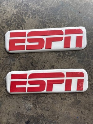 ESPN Logo Metal Sign Wall Decor 4.5'' x 16'' Sports Channel Disney  RARE ESPN