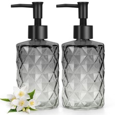 2 Pack Refillable Hand Soap Dish Soap Dispenser, 12 Oz Glass Soap Dispenser Set
