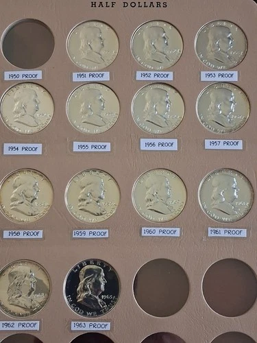 1951-1963 FRANKLIN PROOF HALF DOLLARS (13 TOTAL COIN COLLECTION)