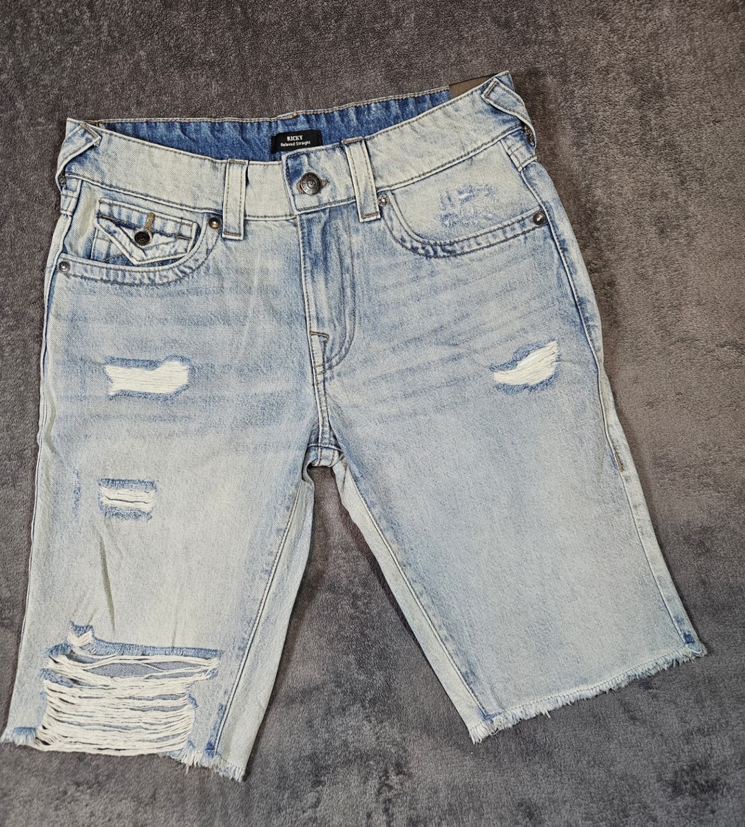 True Religion Ricky Shorts Men 31 Relaxed Straight Distressed 