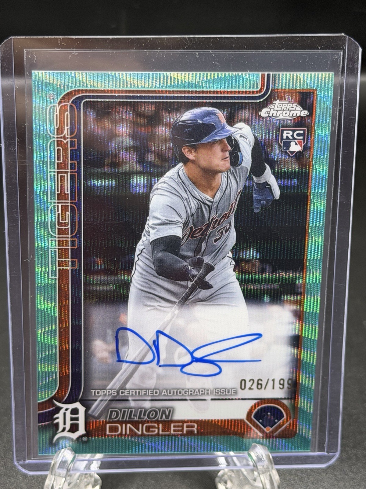2025 Topps Chrome Dillon Dingler Rookie Auto RC Aqua Wave Refractor #/199