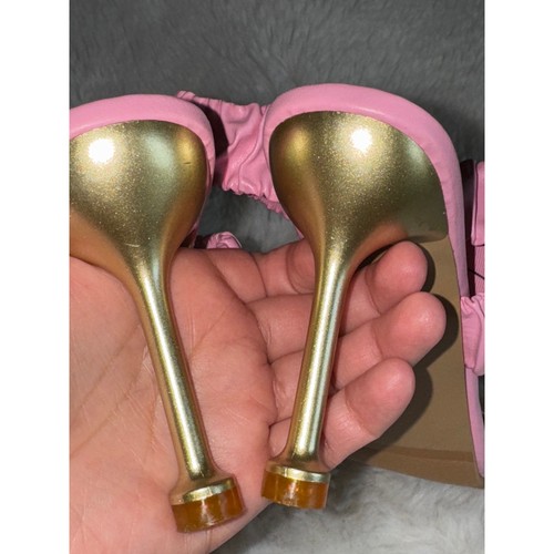 Pink open toe Gold accent chain Heel size 9.5 - Picture 7 of 8