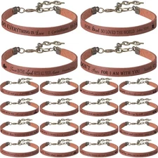 Jeyiour 20 Pcs Christian Bracelets for Women Men Inspirational Leather Bible ...
