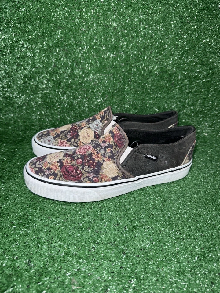 Vans Classic Slip On Asher Rose Floral Skate Shoes Sneakers Women's Size 8.5 - Image 4 of 4