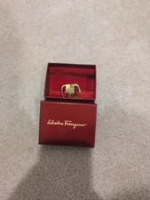 Salvatore Ferragamo Scarf Ring logo Gold Plated Used a couple of times EUC
